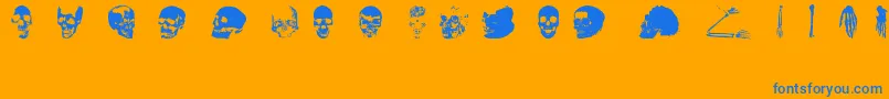 OldSkullHellron Font – Blue Fonts on Orange Background