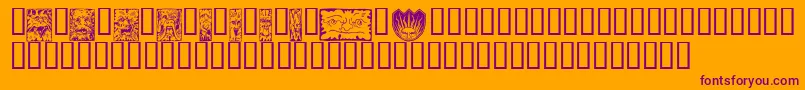 MythagoWood-Schriftart – Violette Schriften auf orangefarbenem Hintergrund