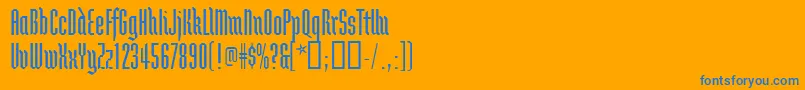 Brunnhildetwo-Schriftart – Blaue Schriften auf orangefarbenem Hintergrund