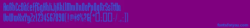 Brunnhildetwo-Schriftart – Blaue Schriften auf violettem Hintergrund