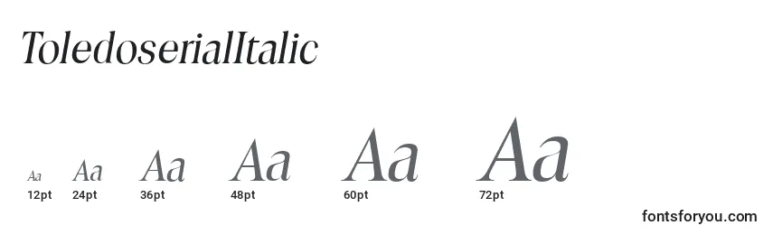 Tamaños de fuente ToledoserialItalic