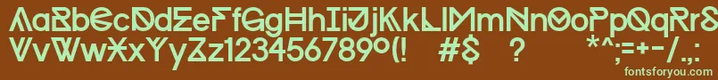 フォントProgressRegularMacKopie – 緑色の文字が茶色の背景にあります。