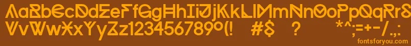 フォントProgressRegularMacKopie – オレンジ色の文字が茶色の背景にあります。
