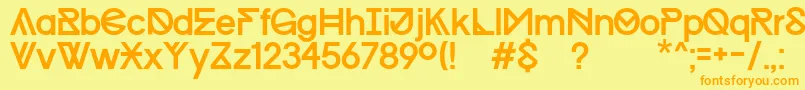 フォントProgressRegularMacKopie – オレンジの文字が黄色の背景にあります。