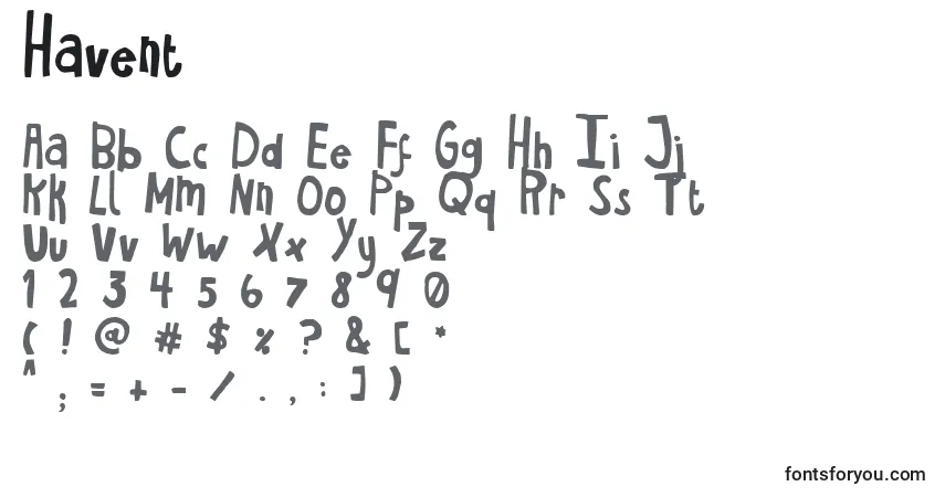 Шрифт Havent – алфавит, цифры, специальные символы