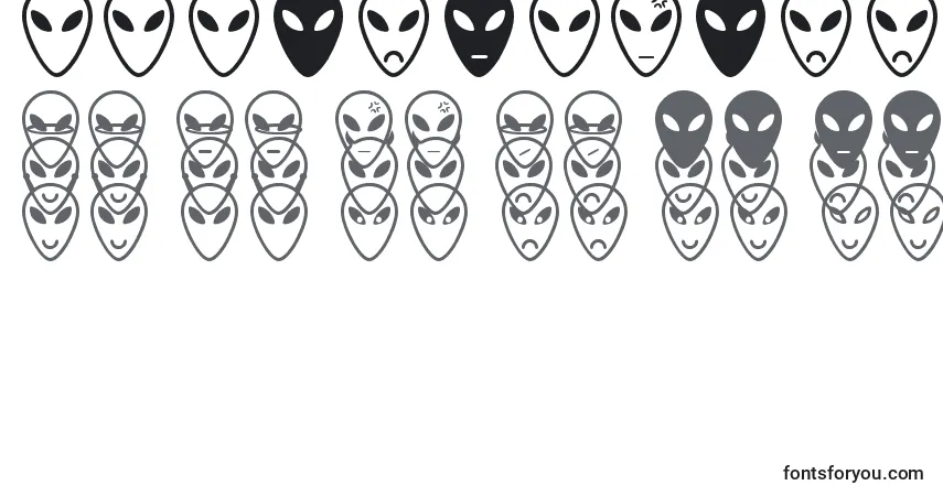 Czcionka AlienFacesSt – alfabet, cyfry, specjalne znaki