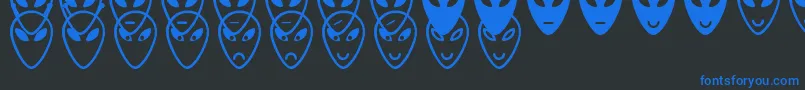 Fonte AlienFacesSt – fontes azuis em um fundo preto