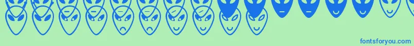 AlienFacesSt-fontti – siniset fontit vihreällä taustalla
