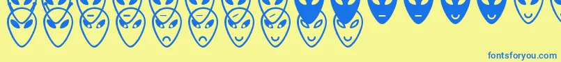 fuente AlienFacesSt – Fuentes Azules Sobre Fondo Amarillo