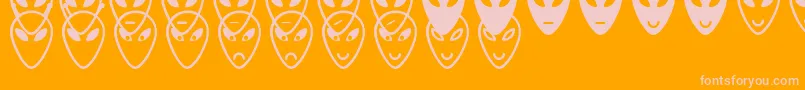 Fonte AlienFacesSt – fontes rosa em um fundo laranja