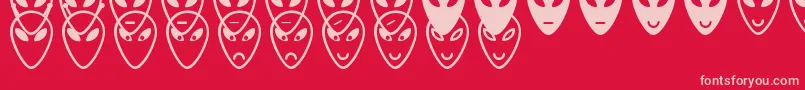 AlienFacesSt-fontti – vaaleanpunaiset fontit punaisella taustalla