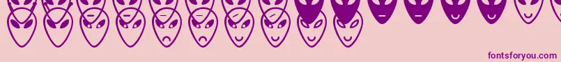 AlienFacesSt-Schriftart – Violette Schriften auf rosa Hintergrund