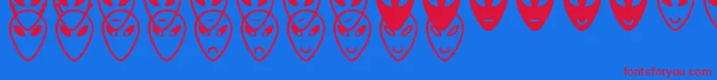 AlienFacesSt Font – Red Fonts on Blue Background