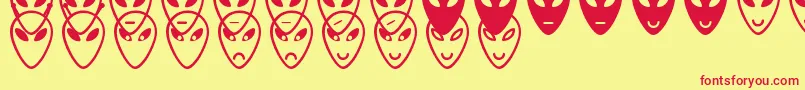 AlienFacesSt Font – Red Fonts on Yellow Background
