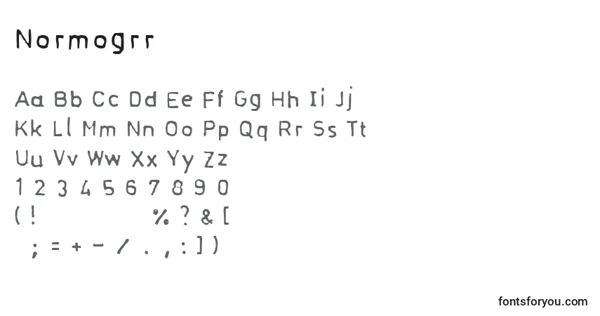 Czcionka Normogrr – alfabet, cyfry, specjalne znaki