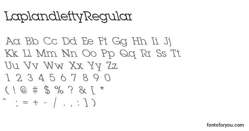 A fonte LaplandleftyRegular – alfabeto, números, caracteres especiais