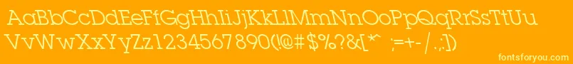 LaplandleftyRegular-Schriftart – Gelbe Schriften auf orangefarbenem Hintergrund