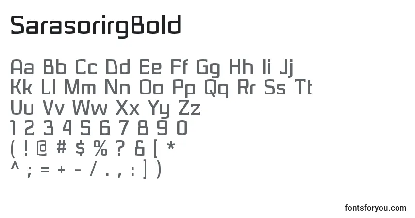 Czcionka SarasorirgBold – alfabet, cyfry, specjalne znaki