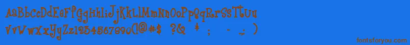 Boyzrgross-Schriftart – Braune Schriften auf blauem Hintergrund