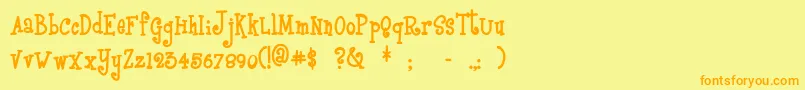 フォントBoyzrgross – オレンジの文字が黄色の背景にあります。