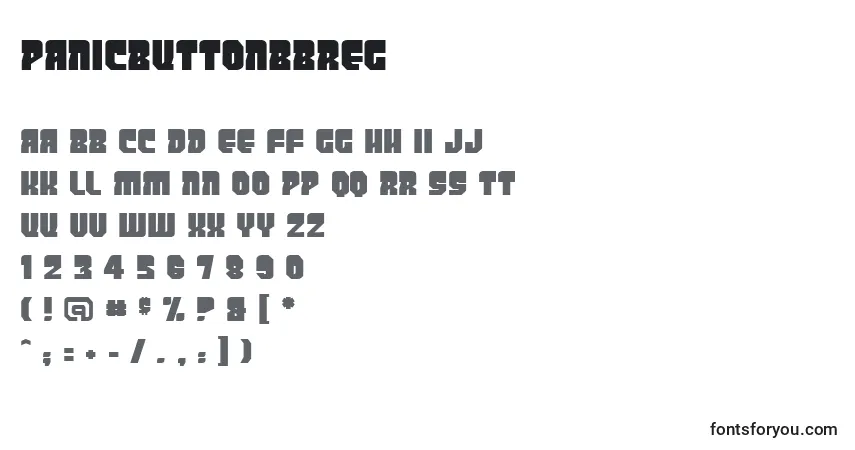 A fonte PanicbuttonbbReg – alfabeto, números, caracteres especiais