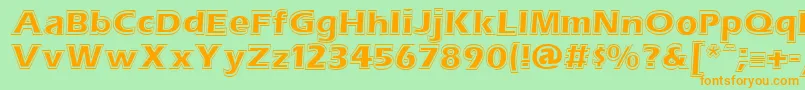 Erascntn-Schriftart – Orangefarbene Schriften auf grünem Hintergrund