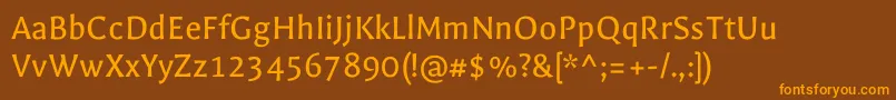 Fonte GaldeanoRegular – fontes laranjas em um fundo marrom