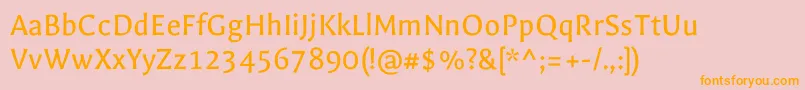 フォントGaldeanoRegular – オレンジの文字がピンクの背景にあります。