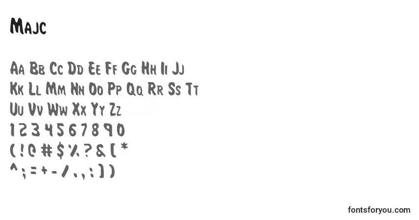 A fonte Majc – alfabeto, números, caracteres especiais