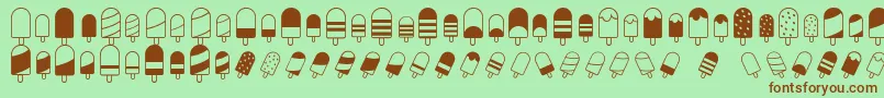 フォントIceLollyDing – 緑の背景に茶色のフォント
