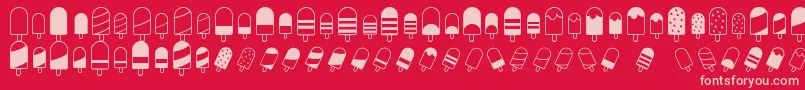 IceLollyDing-fontti – vaaleanpunaiset fontit punaisella taustalla