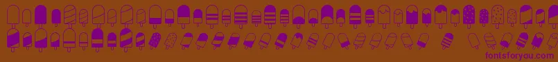 フォントIceLollyDing – 紫色のフォント、茶色の背景