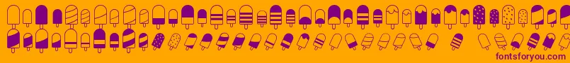 Więcej informacji o czcionce IceLollyDing Czcionka IceLollyDing – fioletowe czcionki na pomarańczowym tle