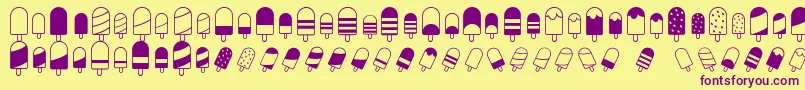 フォントIceLollyDing – 紫色のフォント、黄色の背景