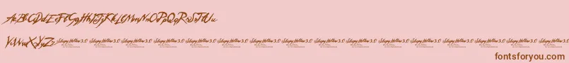 SleepyHollow3-Schriftart – Braune Schriften auf rosa Hintergrund