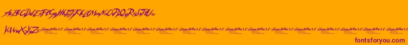 SleepyHollow3-Schriftart – Violette Schriften auf orangefarbenem Hintergrund