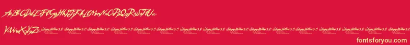 SleepyHollow3-Schriftart – Gelbe Schriften auf rotem Hintergrund