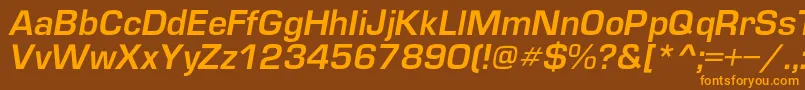 フォントEuropedemicItalic – オレンジ色の文字が茶色の背景にあります。