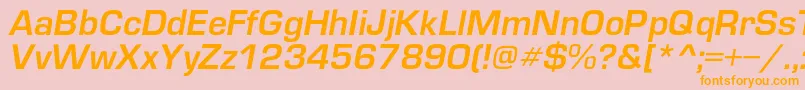 フォントEuropedemicItalic – オレンジの文字がピンクの背景にあります。