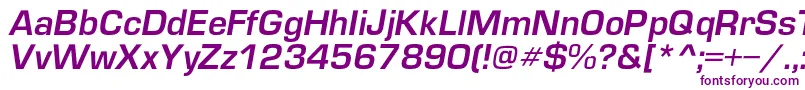 Czcionka EuropedemicItalic – fioletowe czcionki na białym tle