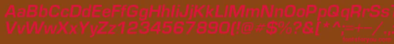 フォントEuropedemicItalic – 赤い文字が茶色の背景にあります。