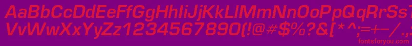 EuropedemicItalic-Schriftart – Rote Schriften auf violettem Hintergrund
