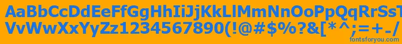 UkijInchikeBold-Schriftart – Blaue Schriften auf orangefarbenem Hintergrund