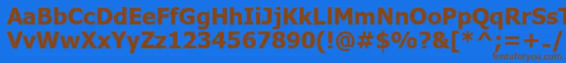 UkijInchikeBold-Schriftart – Braune Schriften auf blauem Hintergrund