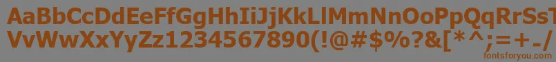 フォントUkijInchikeBold – 茶色の文字が灰色の背景にあります。