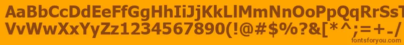 UkijInchikeBold-Schriftart – Braune Schriften auf orangefarbenem Hintergrund
