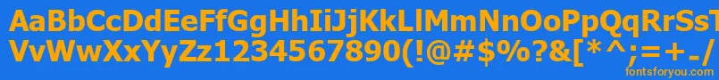 フォントUkijInchikeBold – オレンジ色の文字が青い背景にあります。