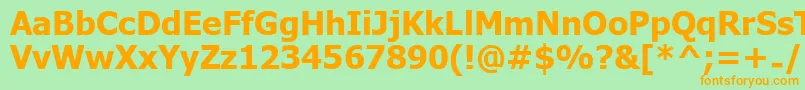 UkijInchikeBold-Schriftart – Orangefarbene Schriften auf grünem Hintergrund