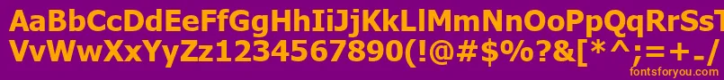 UkijInchikeBold-Schriftart – Orangefarbene Schriften auf violettem Hintergrund
