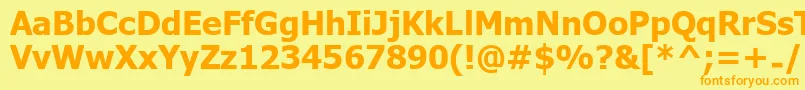 フォントUkijInchikeBold – オレンジの文字が黄色の背景にあります。